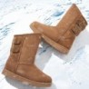 Moudki Damen Winterstiefel, mittelhohe Schneestiefel, modische warme Stiefel für Frauen, süße, pelzige Schlupfstiefel