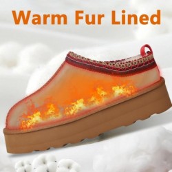 Plateau-Hausschuhe, Mini-Stiefel für Damen, mit Fleece gefütterte Stiefel, Plateau-Stiefel, rutschfeste Schnee-Plateau-Hausschuhe für Damen im Freien