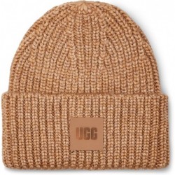 UGG Damen Chunky Rib Beanie W Logo,Braun