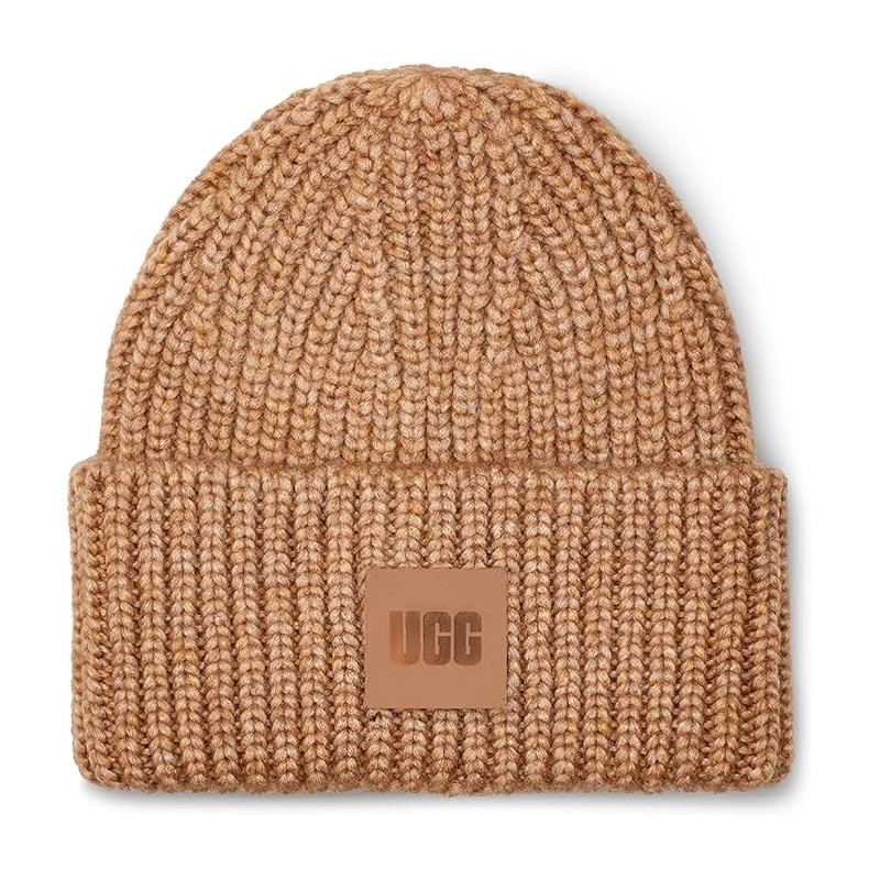 UGG Damen Chunky Rib Beanie W Logo,Braun