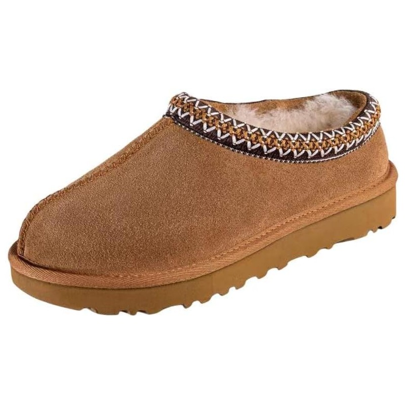 Damen Slipper Slipper für Damen aus Wildleder für drinnen und draußen, bequem, mit Fell und Fleece gefüttert, kurzer Mini-Stiefel, Tasman-Hausschuhe