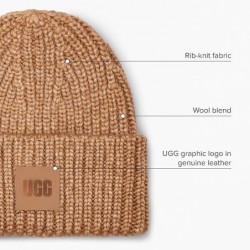 UGG Damen Chunky Rib Beanie W Logo,Braun