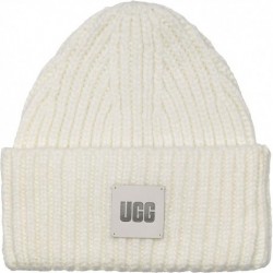 UGG Damen Chunky Rib Beanie W Logo,Weiß