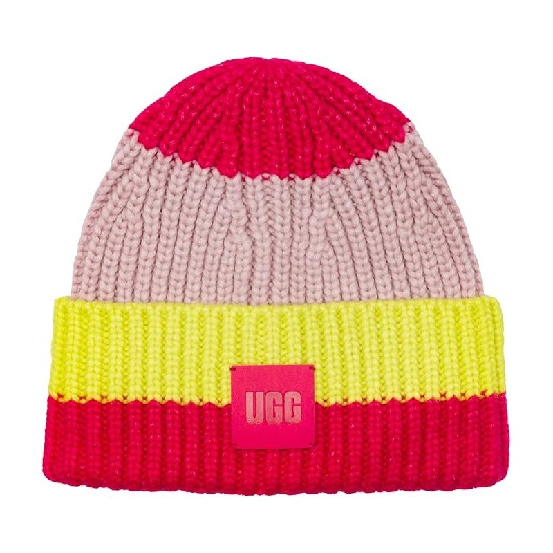 UGG Damen Chunky Rib Beanie W Logo,Cerise Multi