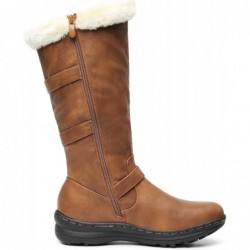 DREAM PAIRS Damen Winterstiefel mit Fellfutter und Reißverschluss, kniehoch