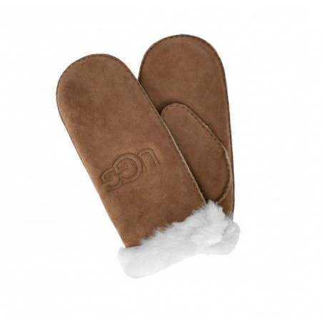 UGG sheepskin embroider chestnut mittens