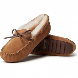 Dearfoams Damen Fireside wasserabweisender Victoria Mokassin aus echtem Lammfell mit Krawatte