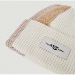 UGG Colorblock Logo Patch Beanie Hat,Beige