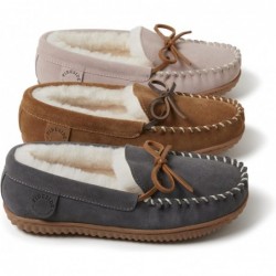 Fireside by Dearfoams Damen Alice Springs Lammfell-Mokassin-Slipper für drinnen und draußen