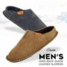 Clarks Herren-Slipper aus Wildleder mit offener Rückseite und dicken Nähten JMS0752 – Plüschiges Sherpa-Futter – Hausschuhe für drinnen und draußen für Männer