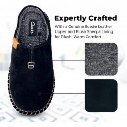 Clarks Herren-Slipper aus Wildleder mit offener Rückseite und dicken Nähten JMS0752 – Plüschiges Sherpa-Futter – Hausschuhe für drinnen und draußen für Männer