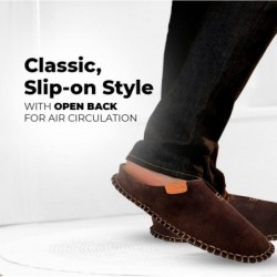 Clarks Herren-Slipper aus Wildleder mit offener Rückseite und dicken Nähten JMS0752 – Plüschiges Sherpa-Futter – Hausschuhe für drinnen und draußen für Männer