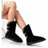 DREAM PAIRS Damen Winterstiefeletten mit mittelhoher Wadenhöhe, modische FuzzyChic-Schnallenstiefeletten