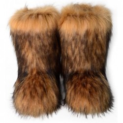 ZSGYCHCY Damen Kunstpelzstiefel Winter Fuzzy Flauschige Warme Pelzige Schneestiefel Flache Schuhe