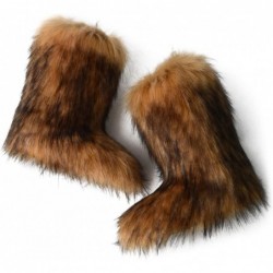 ZSGYCHCY Damen Kunstpelzstiefel Winter Fuzzy Flauschige Warme Pelzige Schneestiefel Flache Schuhe