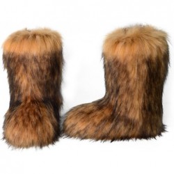 ZSGYCHCY Damen Kunstpelzstiefel Winter Fuzzy Flauschige Warme Pelzige Schneestiefel Flache Schuhe