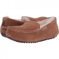 Dearfoams Damen-Mokassin-Slipper – Fireside Mel Hausschuhe mit echtem Lammfell und kuscheligem Memory Foam