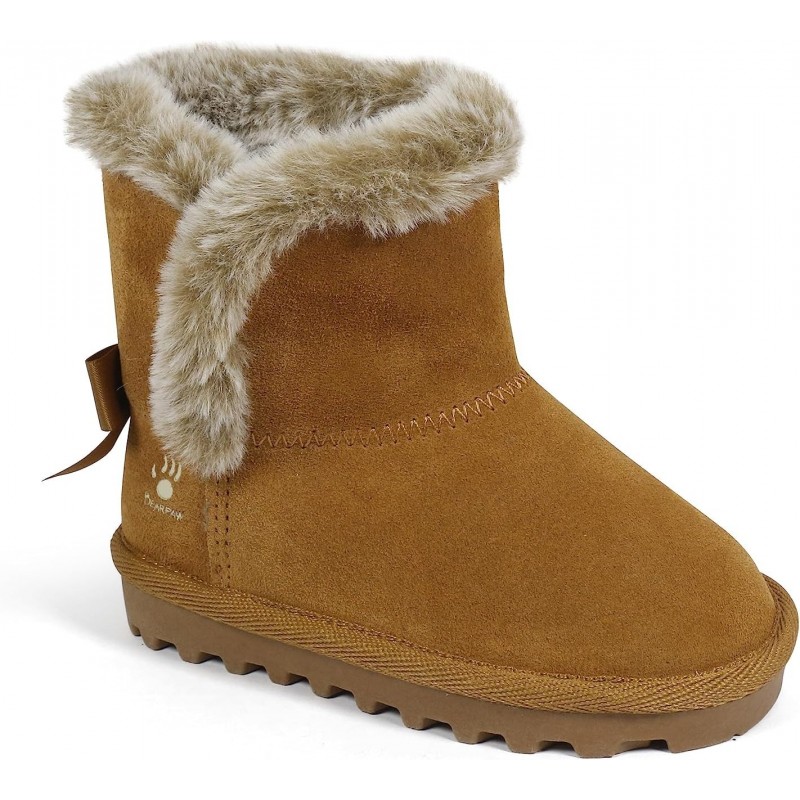 BEARPAW Kleinkinder-Winterstiefel aus Wildleder mit Kunstfellfutter, Wildlederschuhe für drinnen und draußen, weiche Wildlederstiefeletten für Babys mit harter Sohle