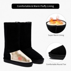 Jeossy Damen 9688 Winterstiefel aus Leder, warme kniehohe und wadenlange Plüschschuhe mit flauschigen Absätzen