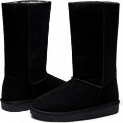 Jeossy Damen 9688 Winterstiefel aus Leder, warme kniehohe und wadenlange Plüschschuhe mit flauschigen Absätzen