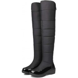 MIOKE Damen Winter Overknee-Schneestiefel mit Oberschenkelhöhe, wasserdicht, regenfest, warm, mit Fell gefüttert, breiter Schaft