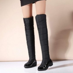 MIOKE Damen Winter Overknee-Schneestiefel mit Oberschenkelhöhe, wasserdicht, regenfest, warm, mit Fell gefüttert, breiter Schaft