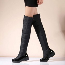 MIOKE Damen Winter Overknee-Schneestiefel mit Oberschenkelhöhe, wasserdicht, regenfest, warm, mit Fell gefüttert, breiter Schaft