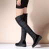 MIOKE Damen Winter Overknee-Schneestiefel mit Oberschenkelhöhe, wasserdicht, regenfest, warm, mit Fell gefüttert, breiter Schaft