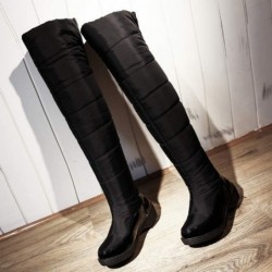 MIOKE Damen Winter Overknee-Schneestiefel mit Oberschenkelhöhe, wasserdicht, regenfest, warm, mit Fell gefüttert, breiter Schaft