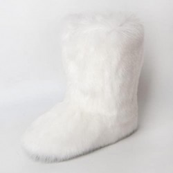 ZOSCGJMY Kunstpelzstiefel für Damen, flauschige, pelzige Winterstiefel aus Wildleder mit runder Spitze, flache Schuhe