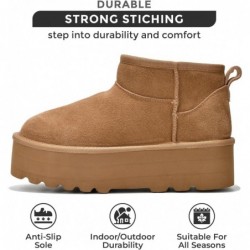 Project Cloud Stiefeletten für Damen aus 100 % echtem Wildleder – Pelzstiefel mit Memory Foam-Innensohle – Damenstiefel – Rutschfeste Mini-Plateaustiefel – Leichte Winterstiefel für Damen – Schneestiefel (Huggy)