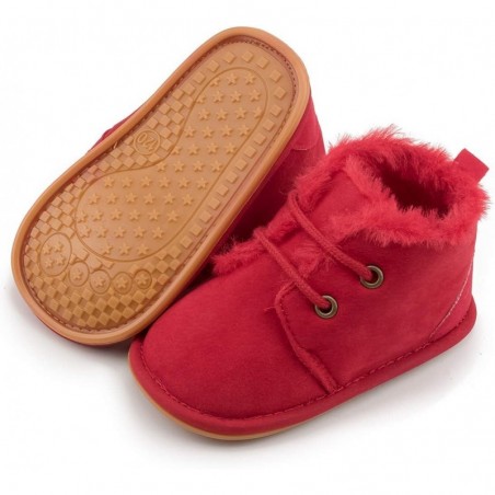 CENCIRILY Babyschuhe für Neugeborene, Mädchen und Jungen, Fleece, kuscheliges Fellfutter, warme Winterstiefeletten mit Gummisohle, rutschfeste Lauflernstiefel