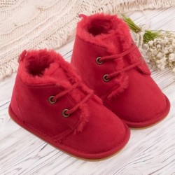 CENCIRILY Babyschuhe für Neugeborene, Mädchen und Jungen, Fleece, kuscheliges Fellfutter, warme Winterstiefeletten mit Gummisohle, rutschfeste Lauflernstiefel