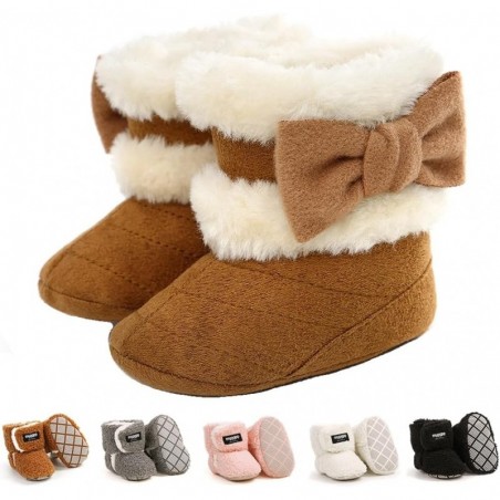 Ohwawadi Babystiefel für Jungen und Mädchen, gemütliche Fleece-Hausschuhe, Schneestiefel, Winterschuhe für Babymädchen, warme Babybett-Schuhe für Neugeborene