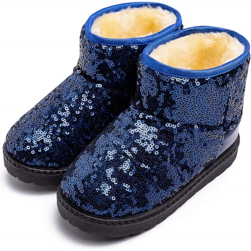 Techcity Winterstiefel für Jungen und Mädchen, warm, mit Pailletten und Fell gefüttert, wasserdicht, glitzernd, Prinzessinnen-Outdoor-Schuhe (Kleinkind/Kleinkind)