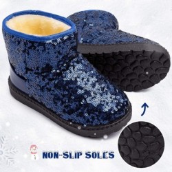 Techcity Winterstiefel für Jungen und Mädchen, warm, mit Pailletten und Fell gefüttert, wasserdicht, glitzernd, Prinzessinnen-Outdoor-Schuhe (Kleinkind/Kleinkind)