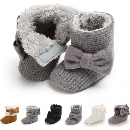 E-FAK Babystiefel für Jungen und Mädchen, Winterschuhe, Schneestiefel, mit Schleife, rutschfest, weiche Sohle, warm, für Kleinkinder, Lauflernschuhe