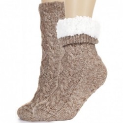 Tough Land Slipper-Socken für Damen mit rutschfesten Greifern, mit Sherpa-Futter