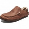 OluKai Moloa Slipper Herren-Hausschuhe, Slipper aus hochwertigem Nubukleder, Lammfellfutter und Gel-Einlage, Drop-In-Ferse