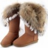 APHNUS Damen Stiefeletten mit halbhohem Schaft, Kuhleder, Fell, Schneestiefel