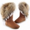 APHNUS Damen Stiefeletten mit halbhohem Schaft, Kuhleder, Fell, Schneestiefel